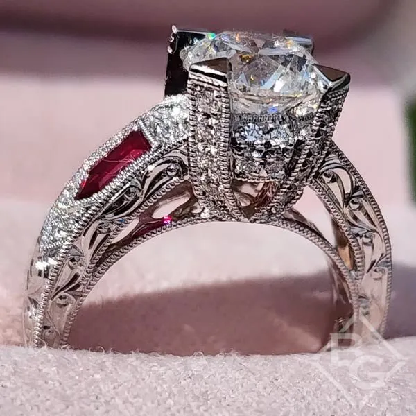 Kirk Kara "Charlotte" Large Center Ruby & Diamond Engagement Ring