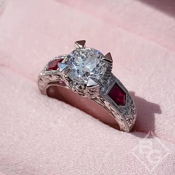 Kirk Kara "Charlotte" Large Center Ruby & Diamond Engagement Ring
