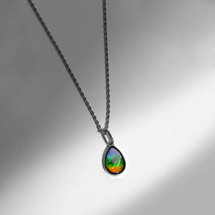 KORITE Essentials Pear ammolite pendant in sterling silver