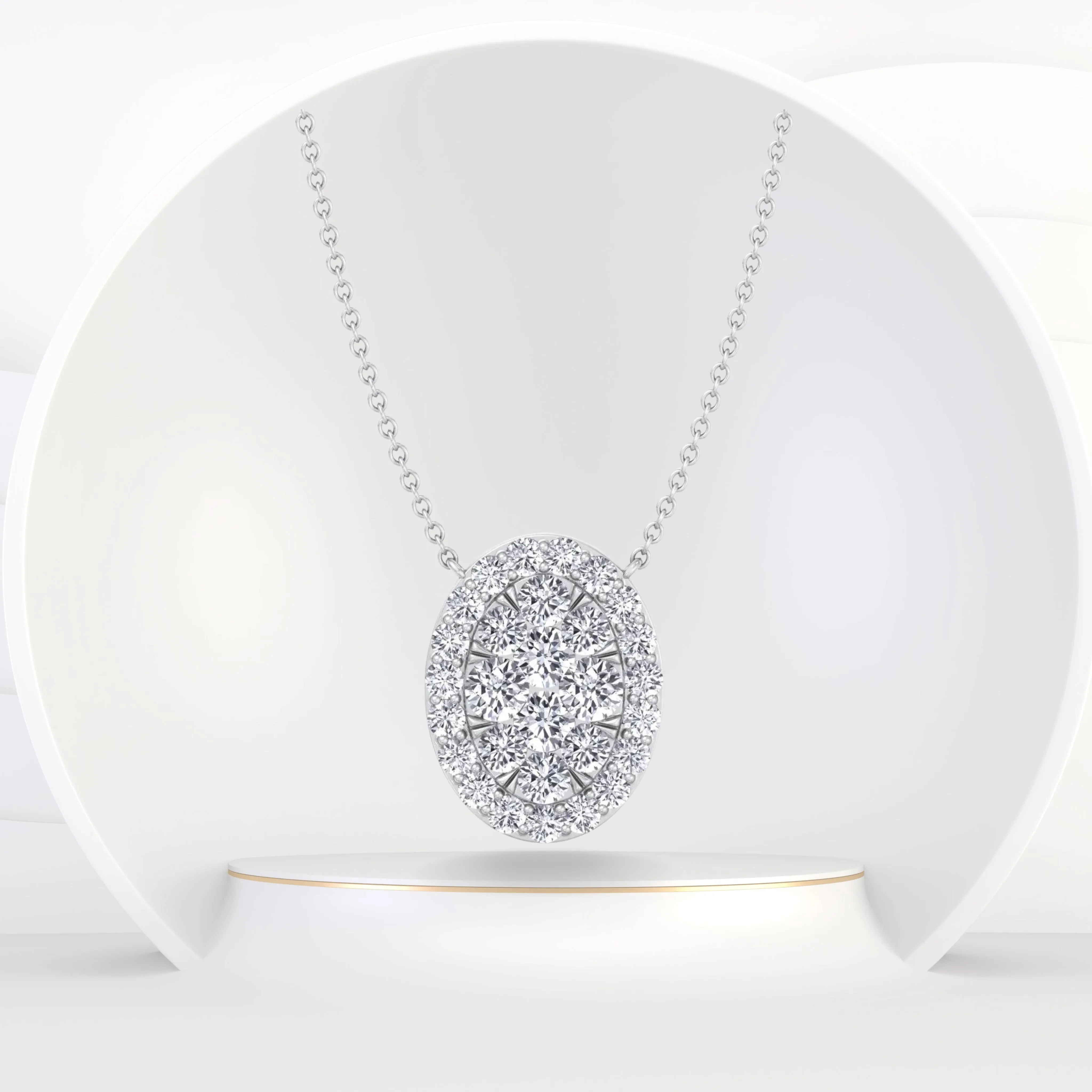 Kyiv - 1 Carat Oval Shape Diamond Pendant Necklace