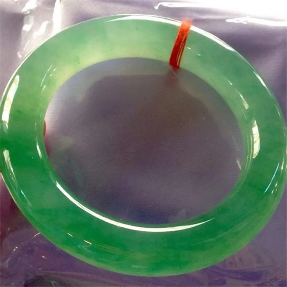 Ladies Jade Bangle, Natural Ice Jade Bangle, Translucent Green Jade Bangle, Ladies Round Bar Jade Bangle, for Mothers, for Girlfriends, Jewelry, 54-62mm