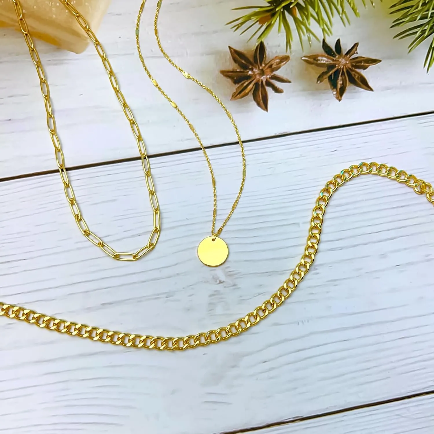 Lariat Gold Necklace for Women, Dainty 14k Long Gold Necklace Set Simple Layered Gold Plated Pendant Beaded Drop Chain Jewelry Y Stacked Necklaces for Women