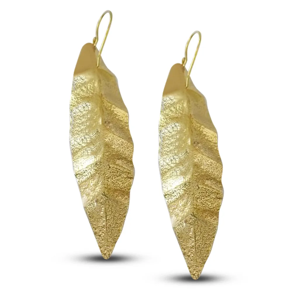 Laurel Gold Leaf Drop Statement Earrings
