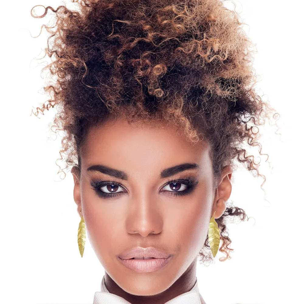 Laurel Gold Leaf Drop Statement Earrings