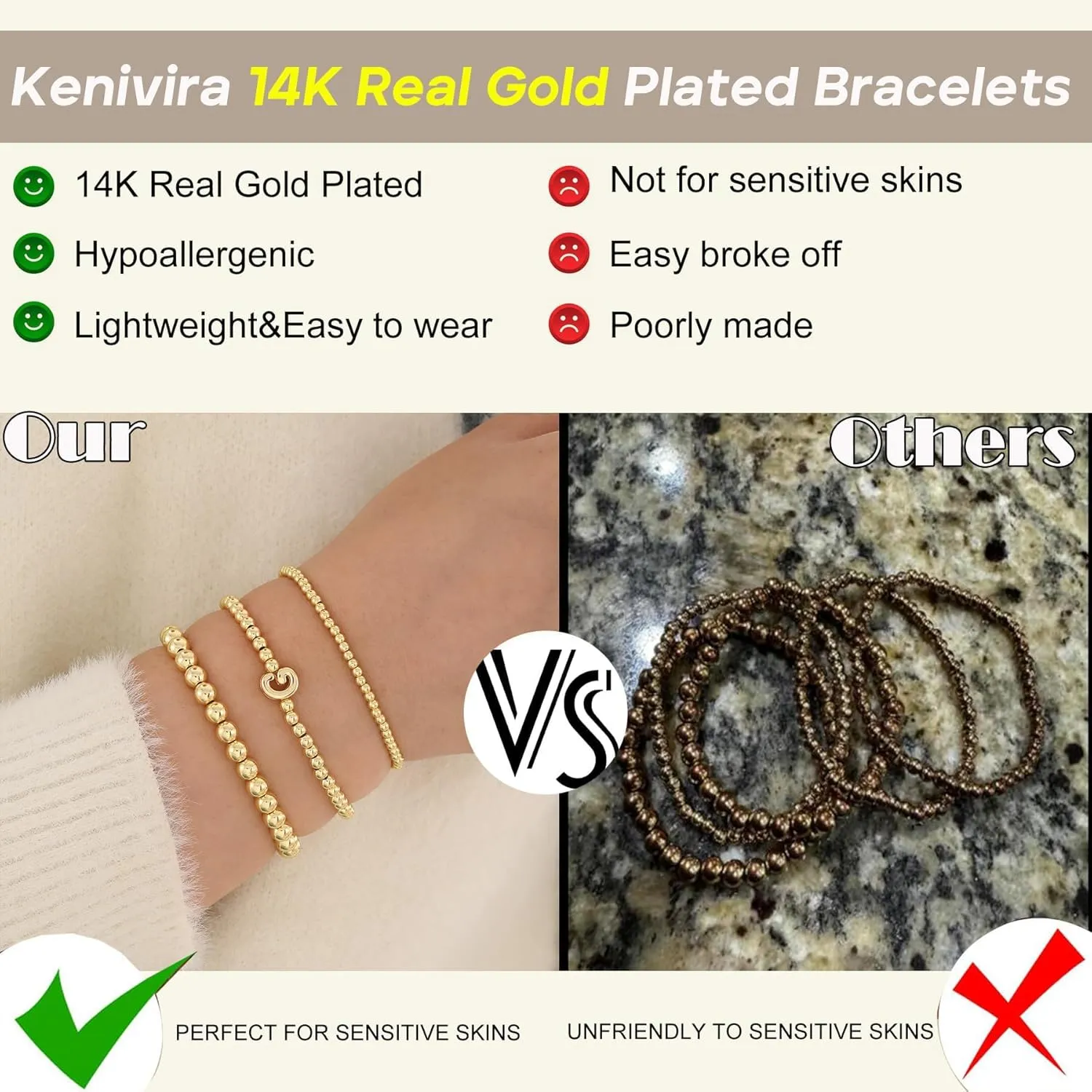Layered Bracelets for Women,Dainty 14K Gold Plated Bracelets Stack,Link Chain Bracelet Stackable Non Tarnish Jewelry Gifts for Women