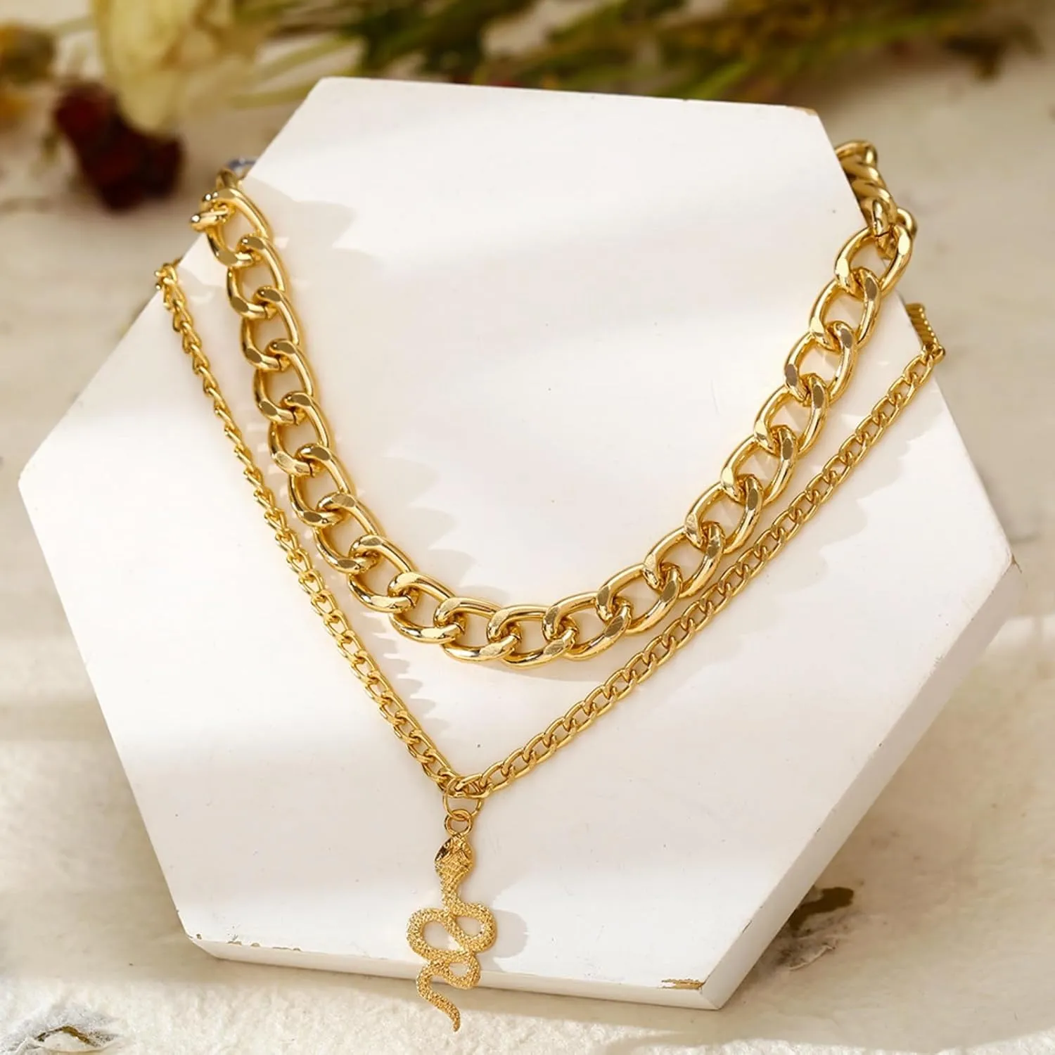 Layered Gold Plated Necklaces For Women Trendy Dainty Non Tarnish Chunky 14k Gold Layering Prom Necklace Set Gold Chain Choker Charm Necklace Stack For Woman