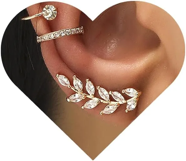 Leaf Clip On Earrings Diamond Earrings 3ps