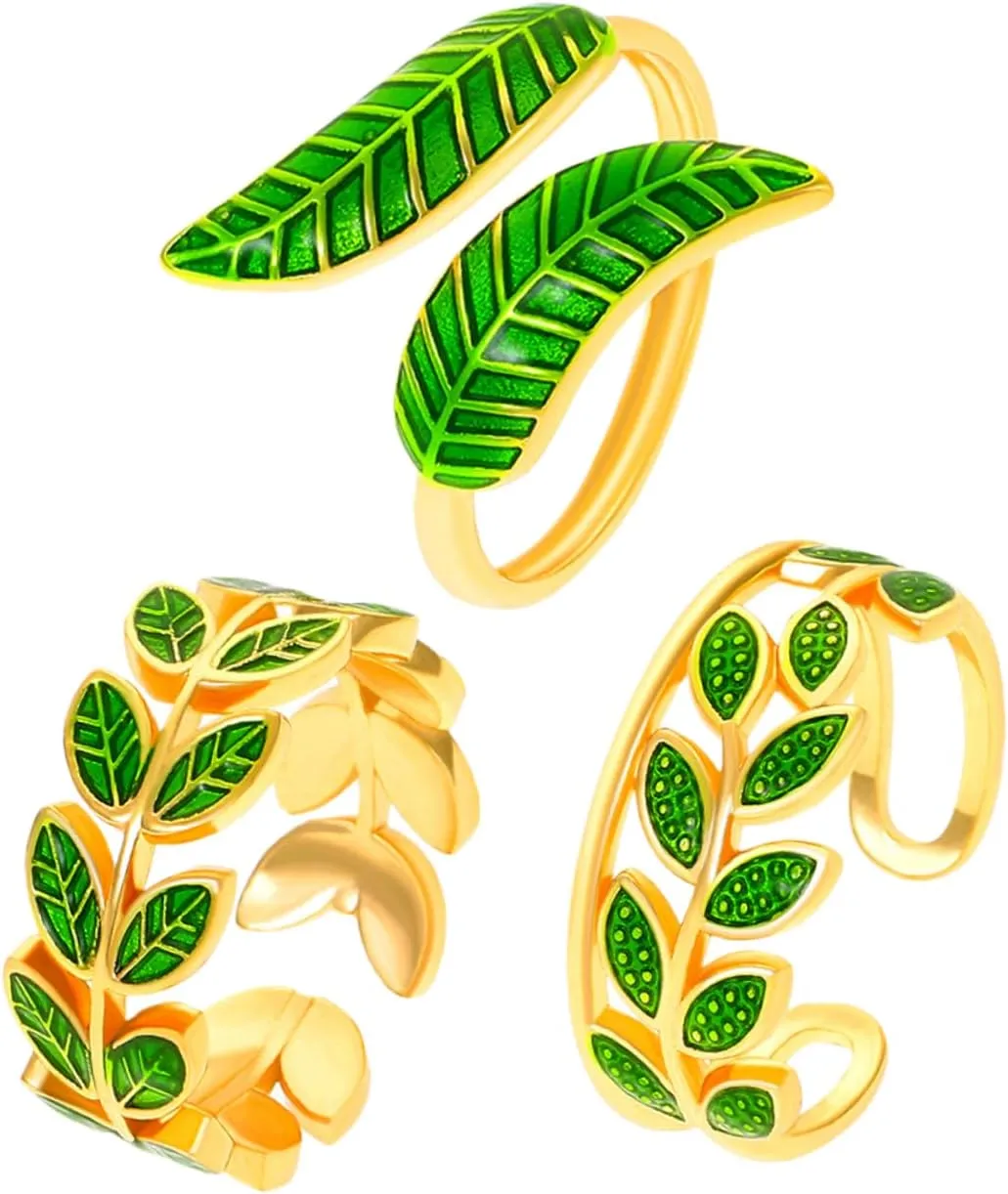 Leaf Ring Jewelry Fashion Open Charm Ring for Women Adjustable Aesthetic