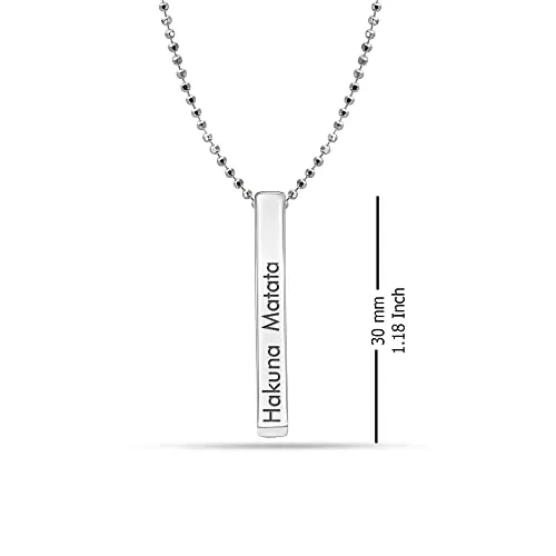 LeCalla 925 Sterling Silver Love 3D Bar Necklace Pendant for Women Necklaces