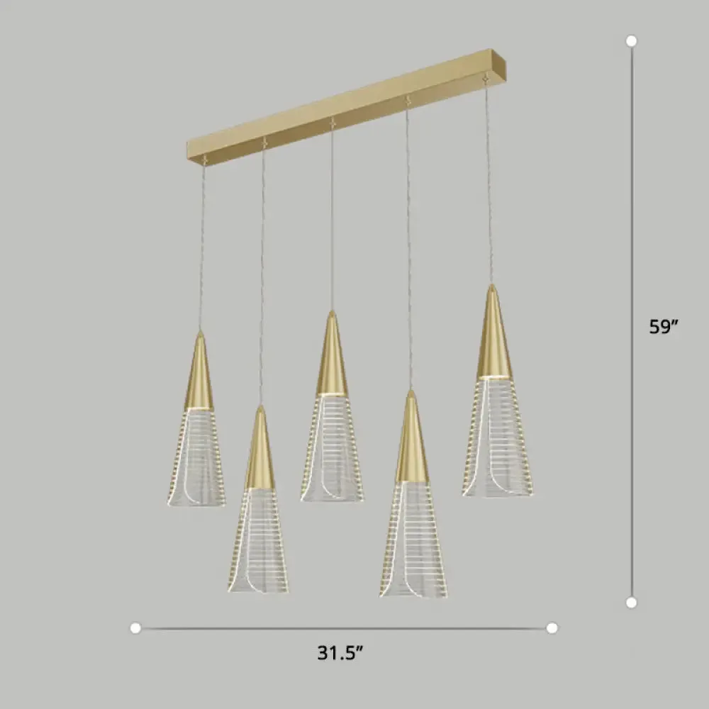 LED Cone Multi Pendant Ceiling Light - Modern Novelty Suspension for Dining Room