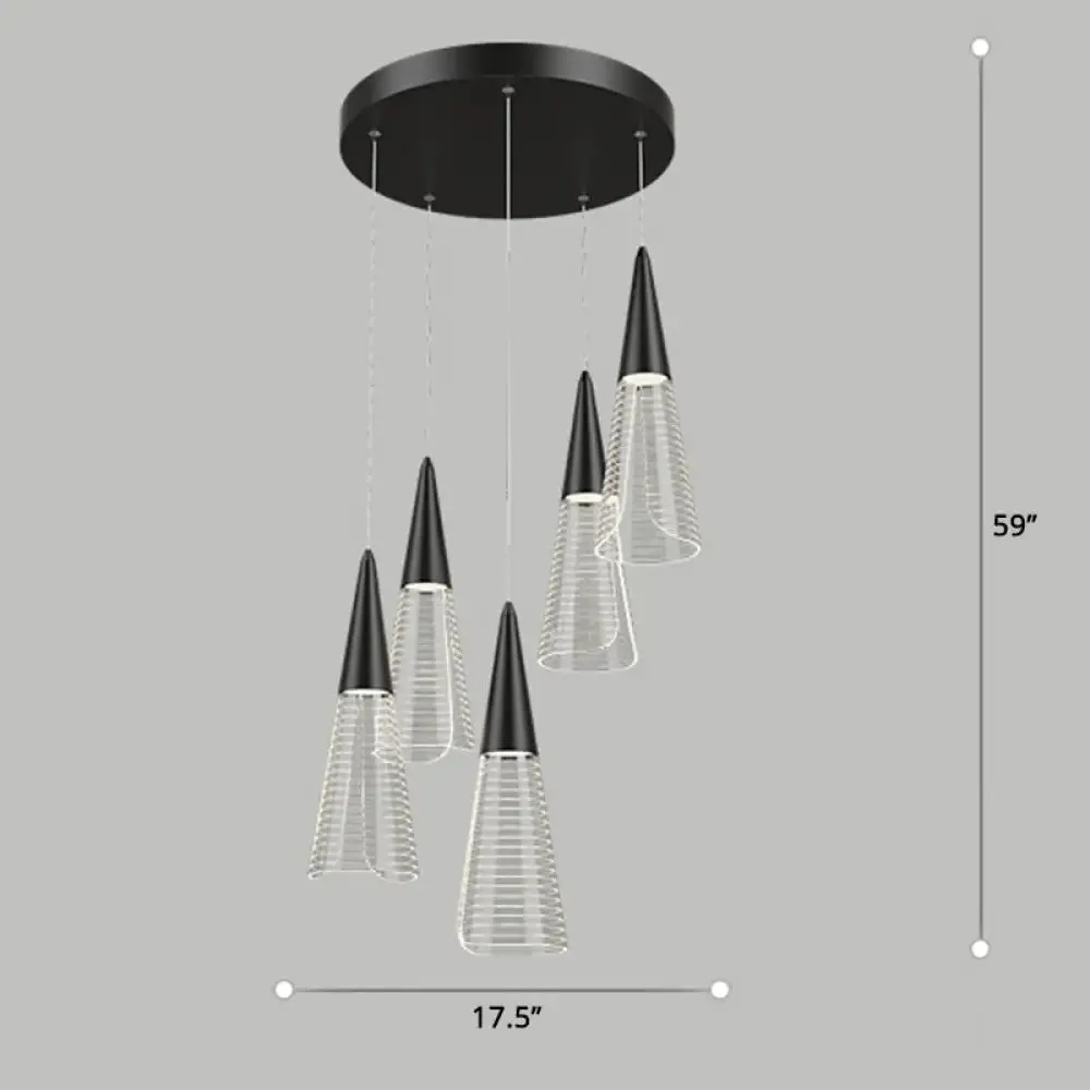 LED Cone Multi Pendant Ceiling Light - Modern Novelty Suspension for Dining Room