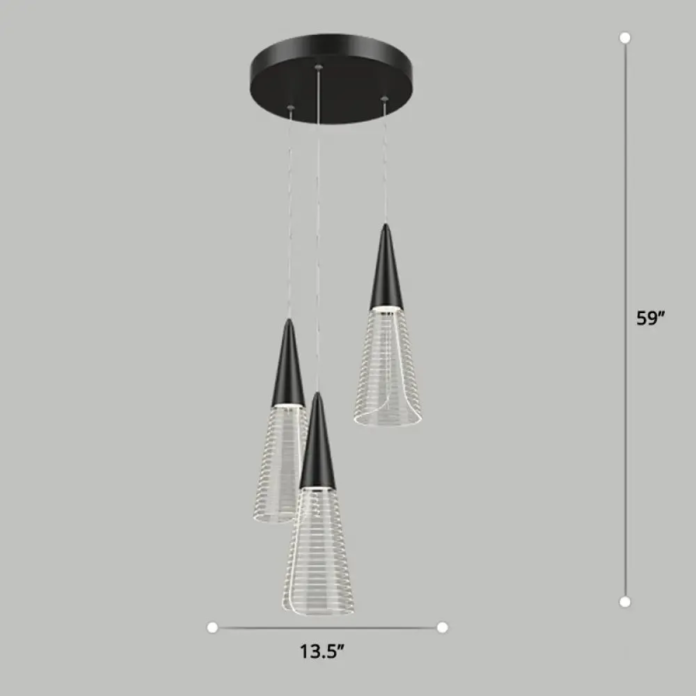 LED Cone Multi Pendant Ceiling Light - Modern Novelty Suspension for Dining Room