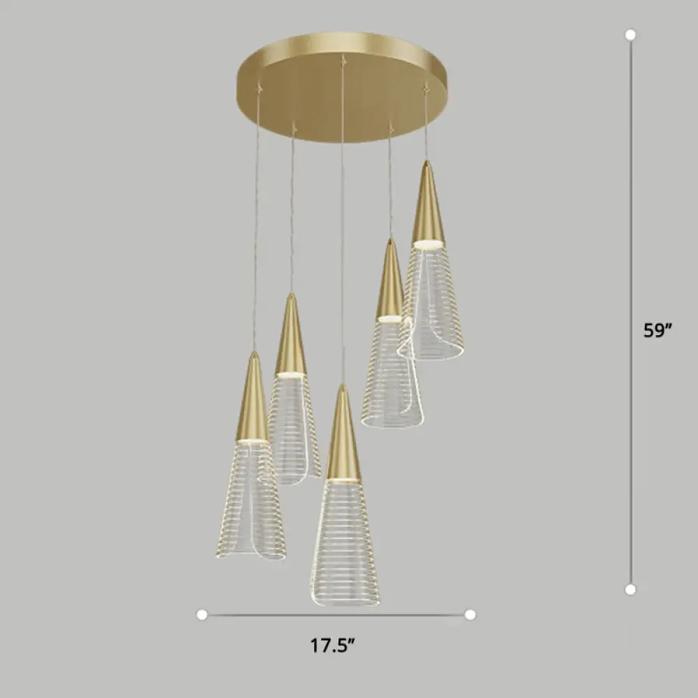 LED Cone Multi Pendant Ceiling Light - Modern Novelty Suspension for Dining Room
