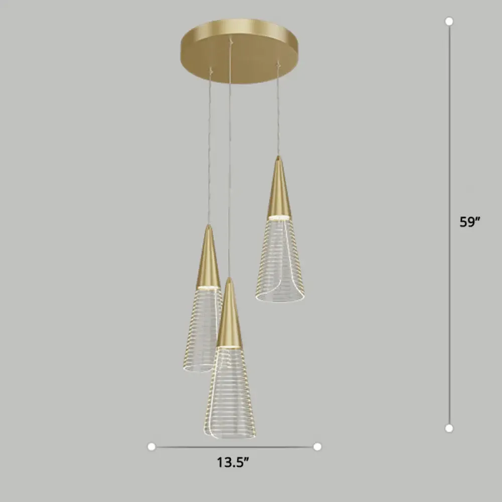LED Cone Multi Pendant Ceiling Light - Modern Novelty Suspension for Dining Room