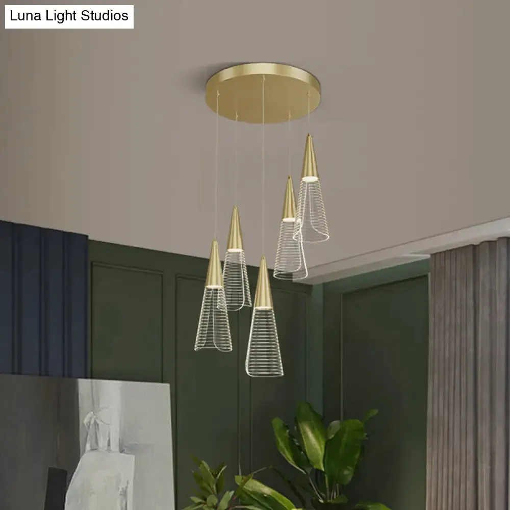 LED Cone Multi Pendant Ceiling Light - Modern Novelty Suspension for Dining Room