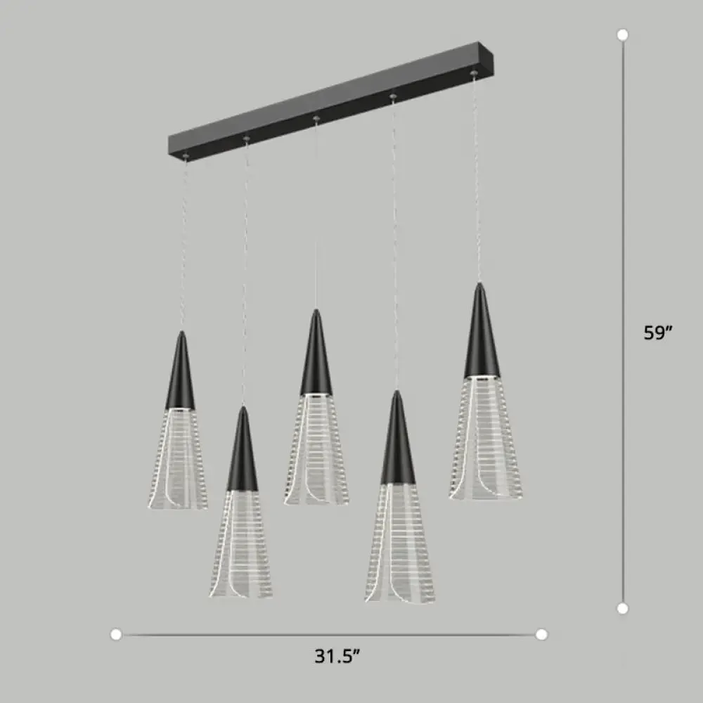 LED Cone Multi Pendant Ceiling Light - Modern Novelty Suspension for Dining Room