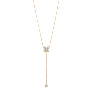 Lierre Gold and Diamond Pear Petal Cluster Drop Necklace
