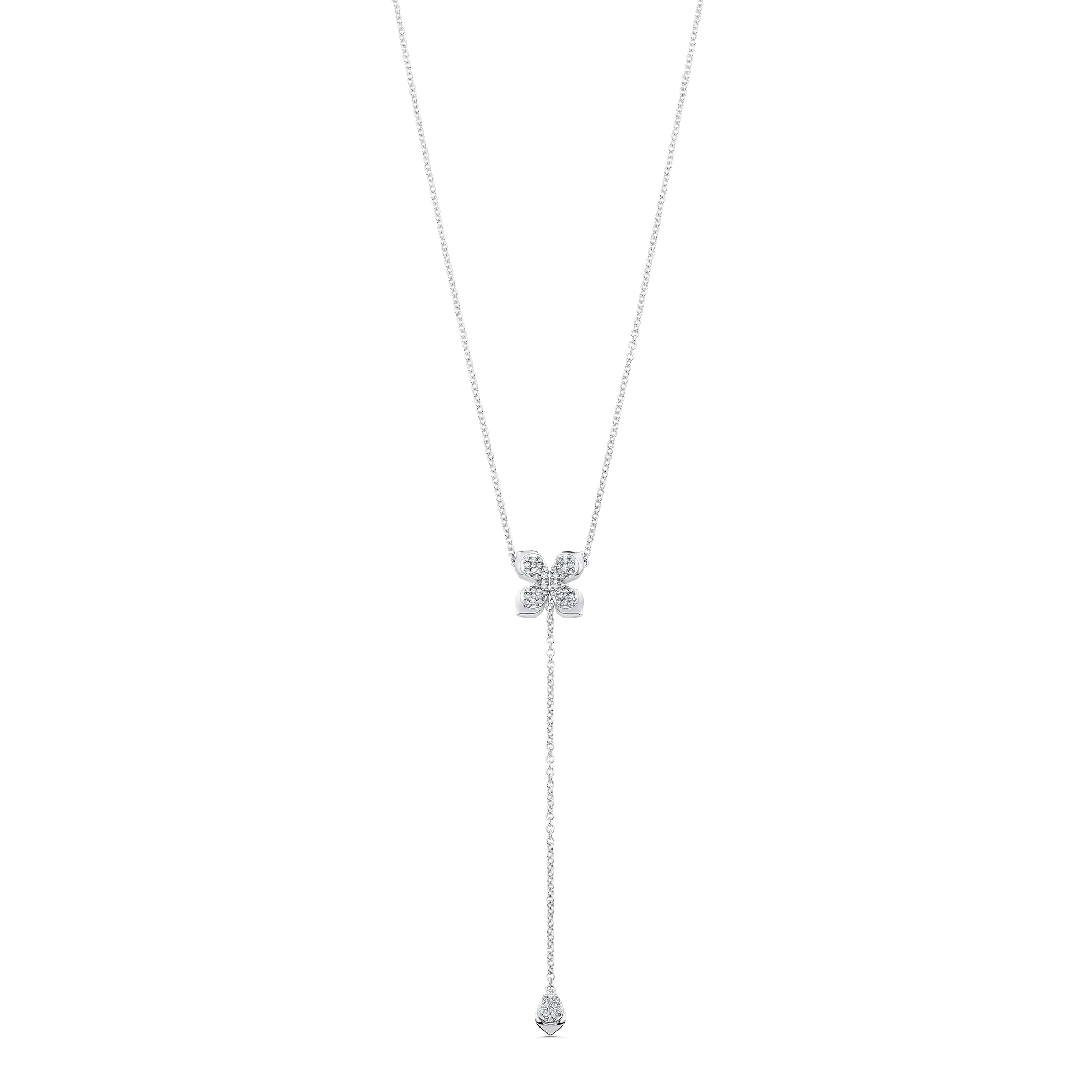Lierre Gold and Diamond Pear Petal Cluster Drop Necklace