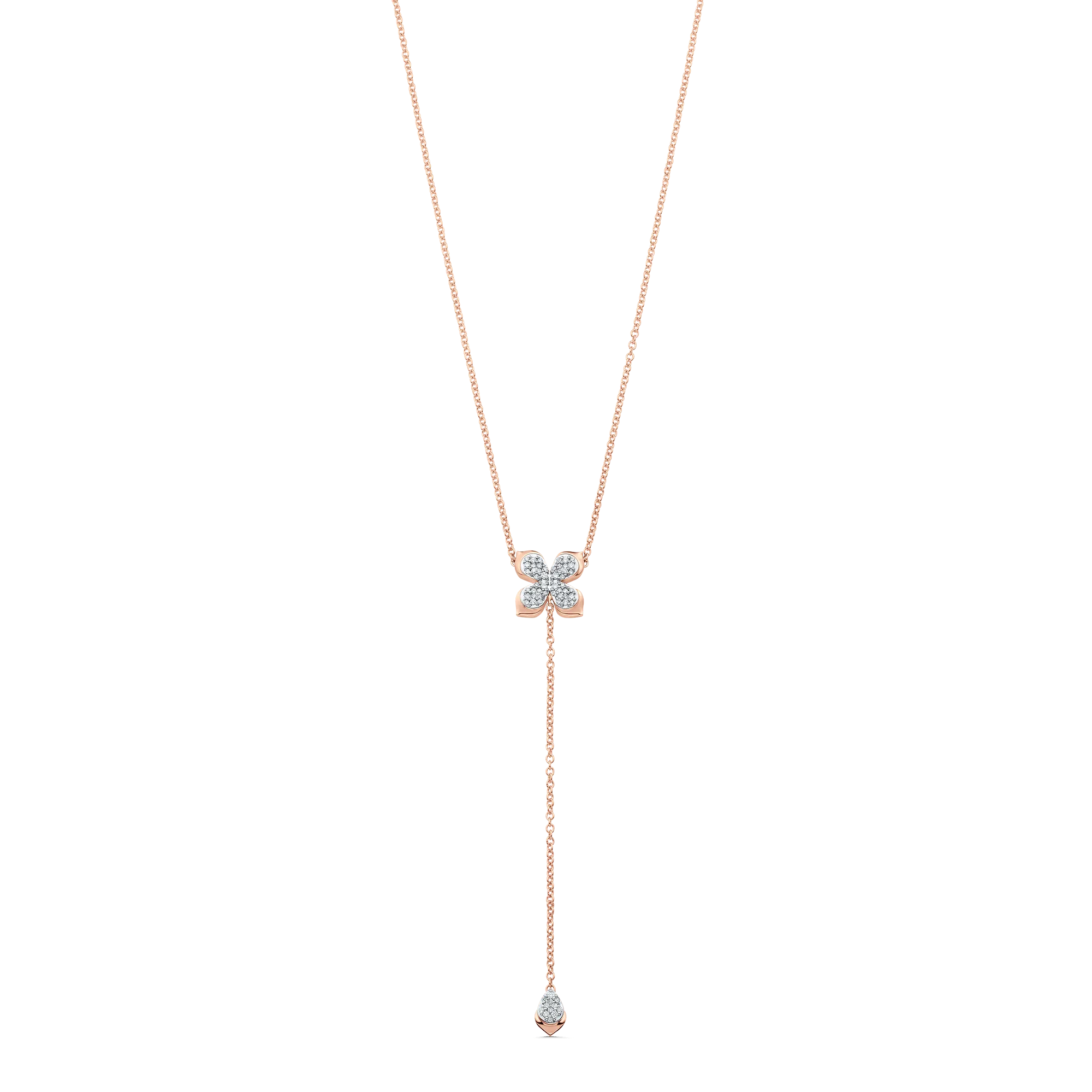 Lierre Gold and Diamond Pear Petal Cluster Drop Necklace
