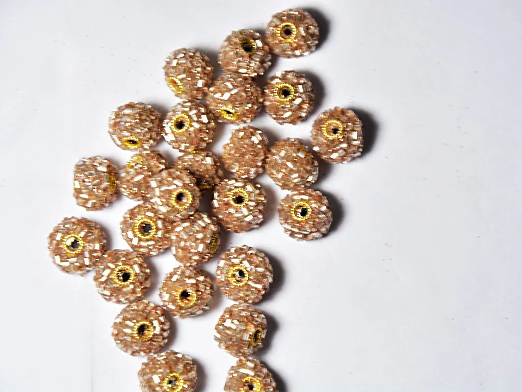 Light Peach Spherical Beaded Clay Beads
