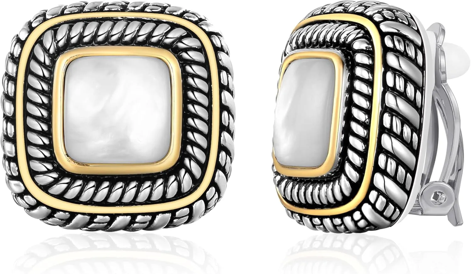 LILIE&WHITE Antique Gold Clip On Hoop Earrings for Women Non Pierced Clip on Earrings with Interwoven Textured Jewelry Gifts