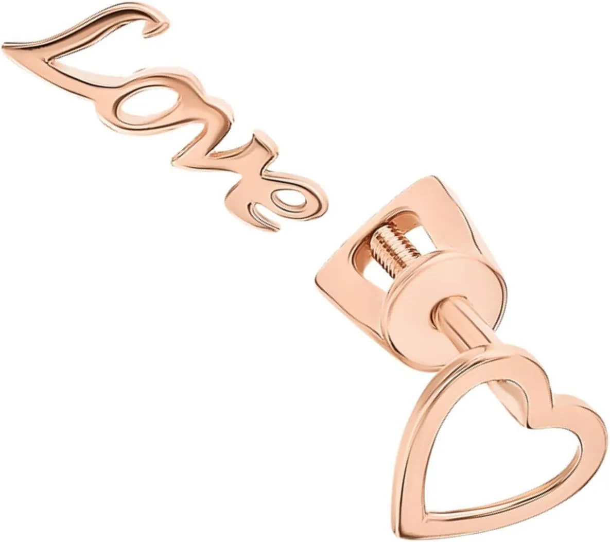 Love Word Stud Earring, Minimalist Open Heart Stud, Screw Back Pair Earring, Romantic jewelry, Gift For Her.