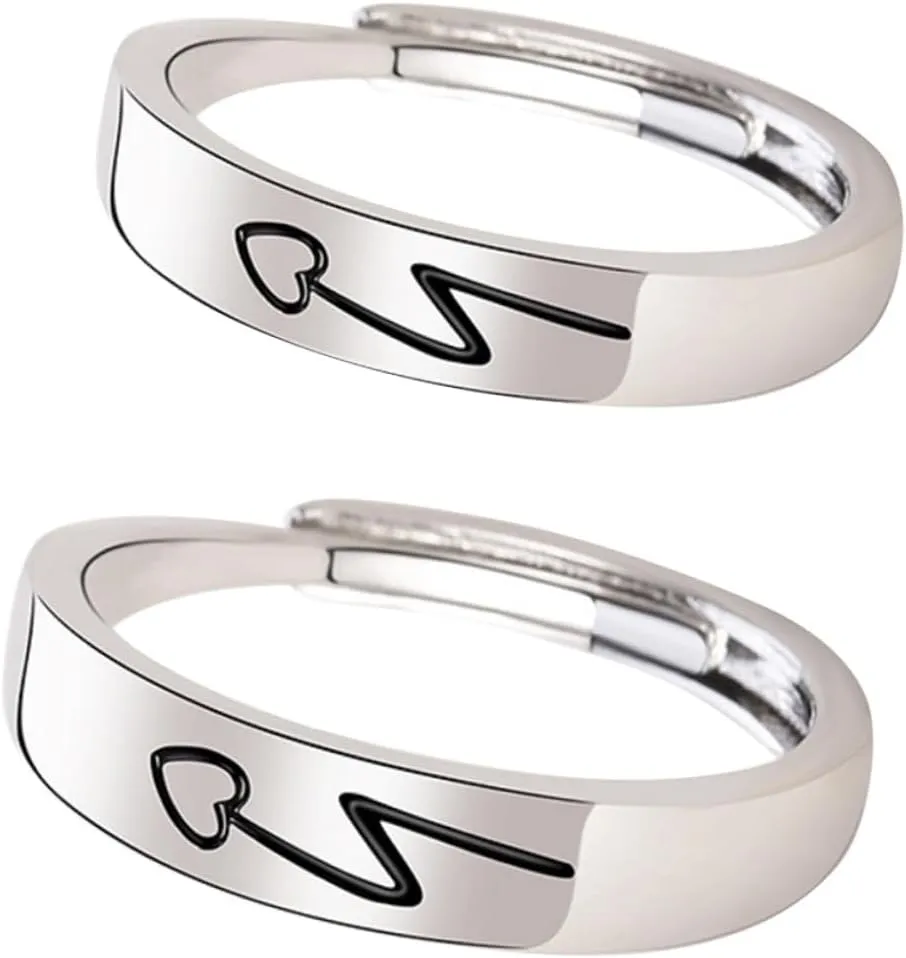 Lover Matching Wedding Rings 20th Anniversary Couples Women's Rings Men's Rings Adjustable Size Fashionable Heart Shape