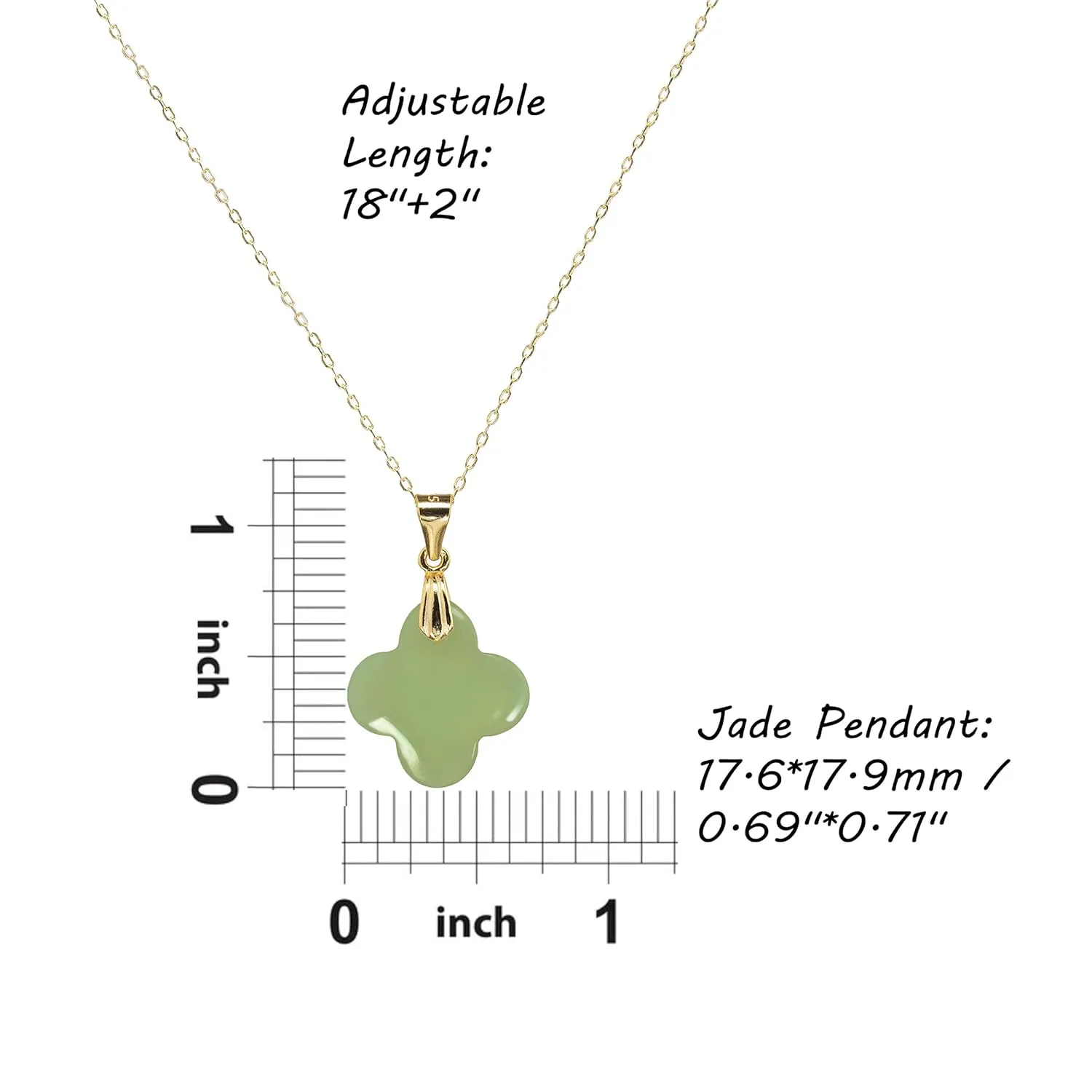 Lucky Four Leaf Clover Jade Silver necklace Jewelry for Women Handmade Genuine Hetian Jade 14K Gold Plated 925 Sterling Silver Simple Classic Style Bring Good Fortune Great Gift for Her
