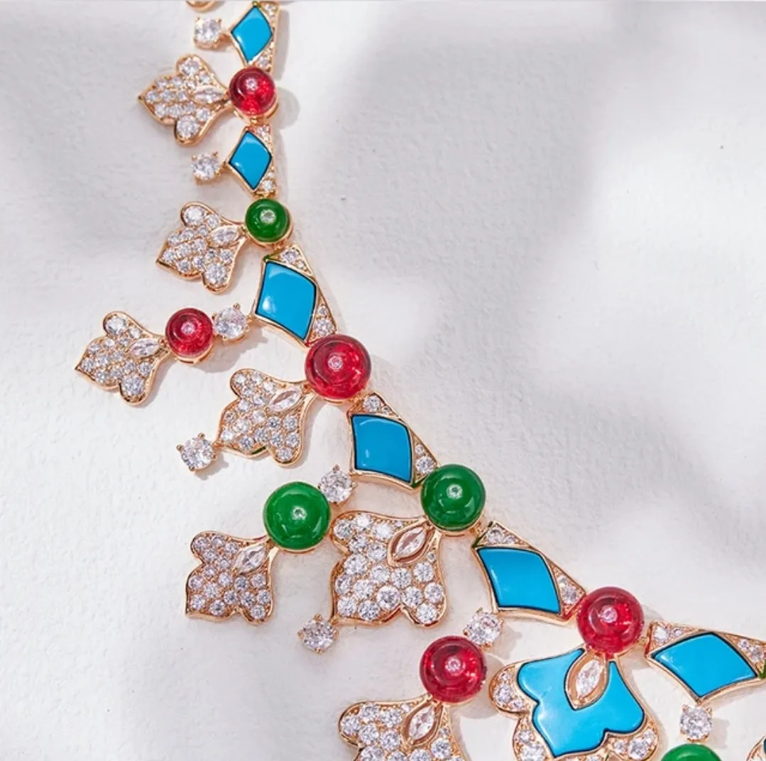 Luxury Turquoise Italian style Necklace Zirconite. 840N109