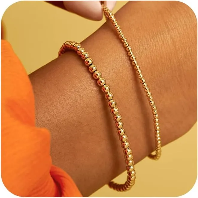 MBW Dainty Gold Bracelets for Women, 14K Gold Plated Chain Bracelet Stack for Women Trendy Gold Stackable Bracelets Set Cute Link Bracelet Manimilist Waterproof Adjustable Jewelry for her