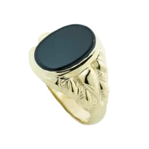 Men's Oval Shape Black Onyx Ring