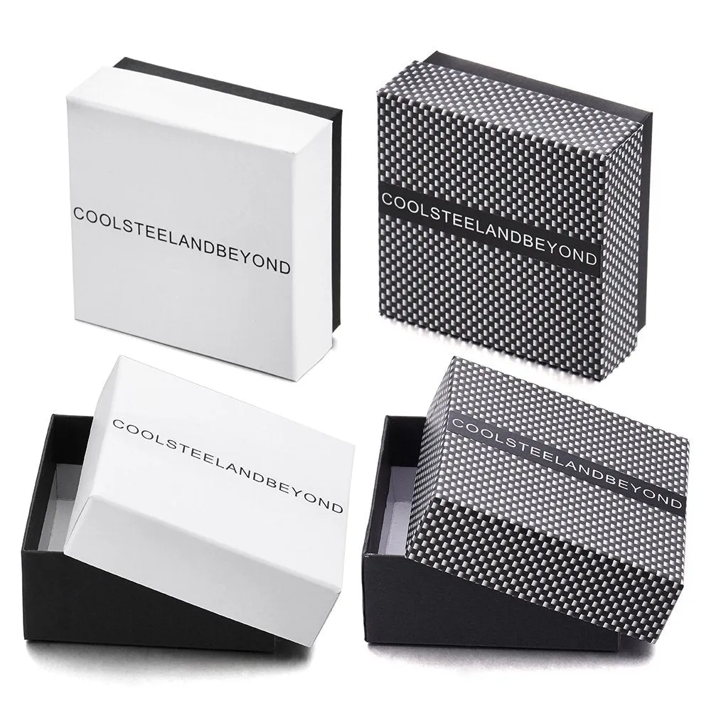 Mens Stainless Steel ID Identification Bracelet with Cross Black Braided Leather Wristband Bangle