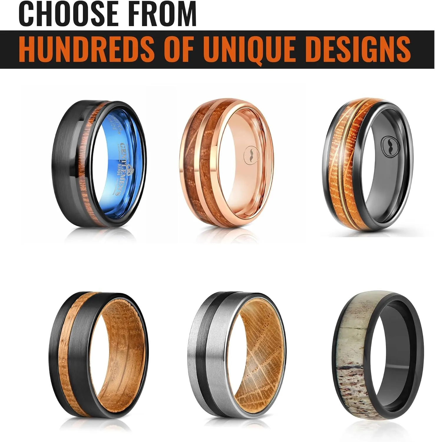 Men's Tungsten Carbide Wedding Band With Meteorite Inlay - Premium Grade Gold Tungsten & Meteorite Wedding Ring - Includes Silicon Band, Leather Drawstring Pouch, & Luxury Walnut Box