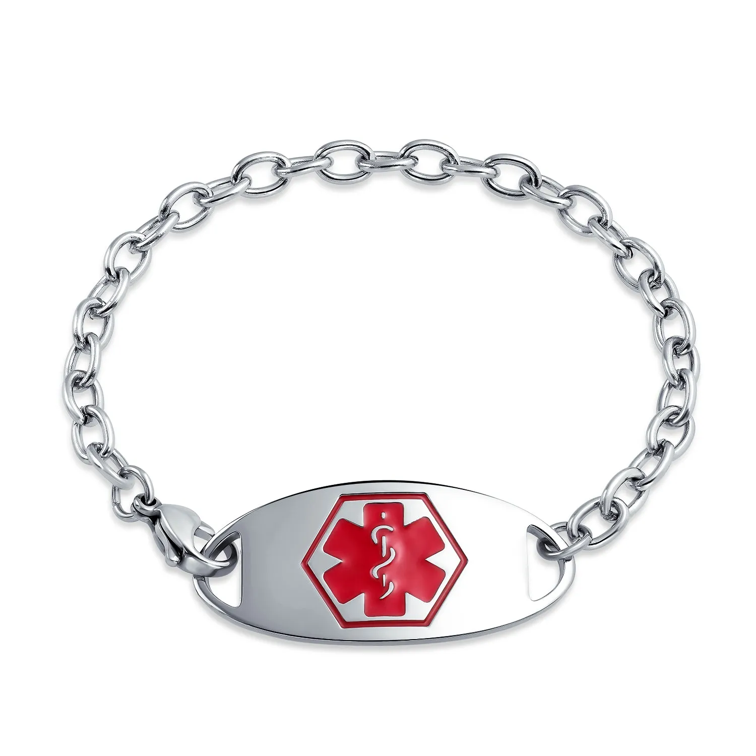Miami Cuban Link Medical ID Bracelet Stainless Steel 7.5 Inch
