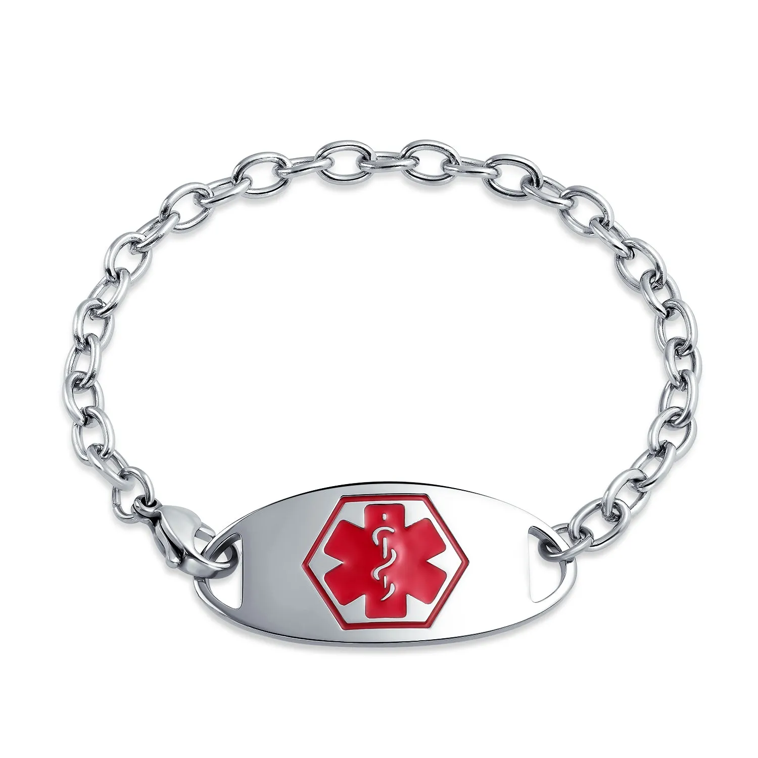 Miami Cuban Link Medical ID Bracelet Stainless Steel 7.5 Inch