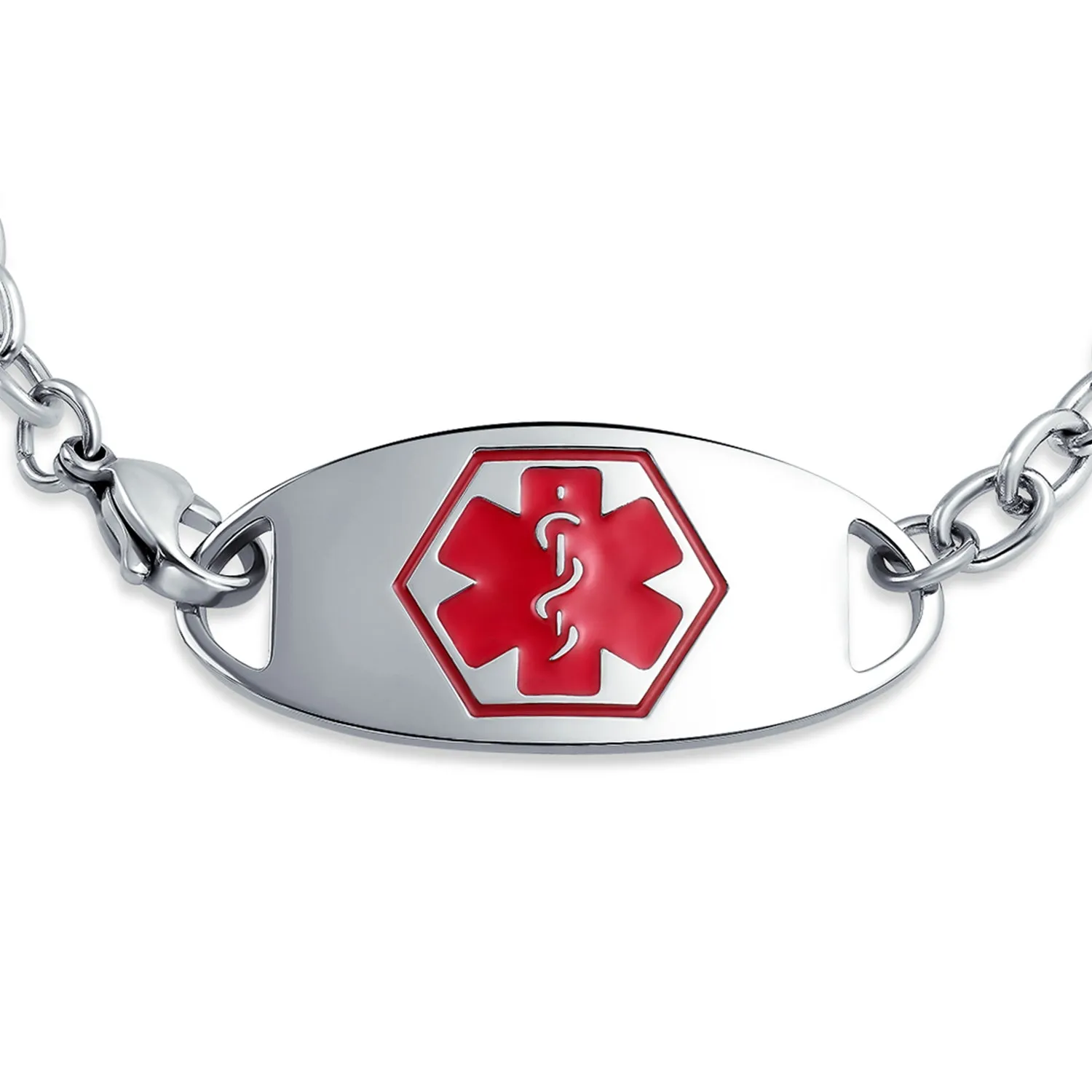 Miami Cuban Link Medical ID Bracelet Stainless Steel 7.5 Inch