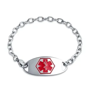 Miami Cuban Link Medical ID Bracelet Stainless Steel 7.5 Inch