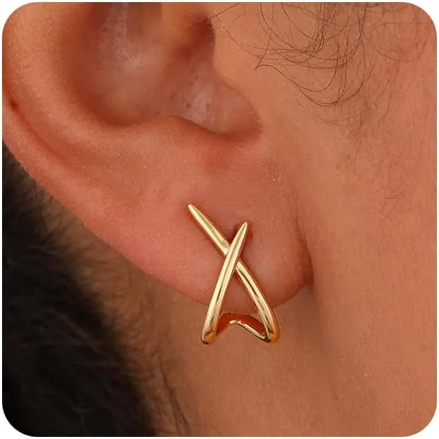 MIDEEO Gold Earrings for Women Trendy,14K Gold Stud Earrings Dainty Earrings Simple Minimalist Diamond Hypoallergenic Earring for Women Gifts