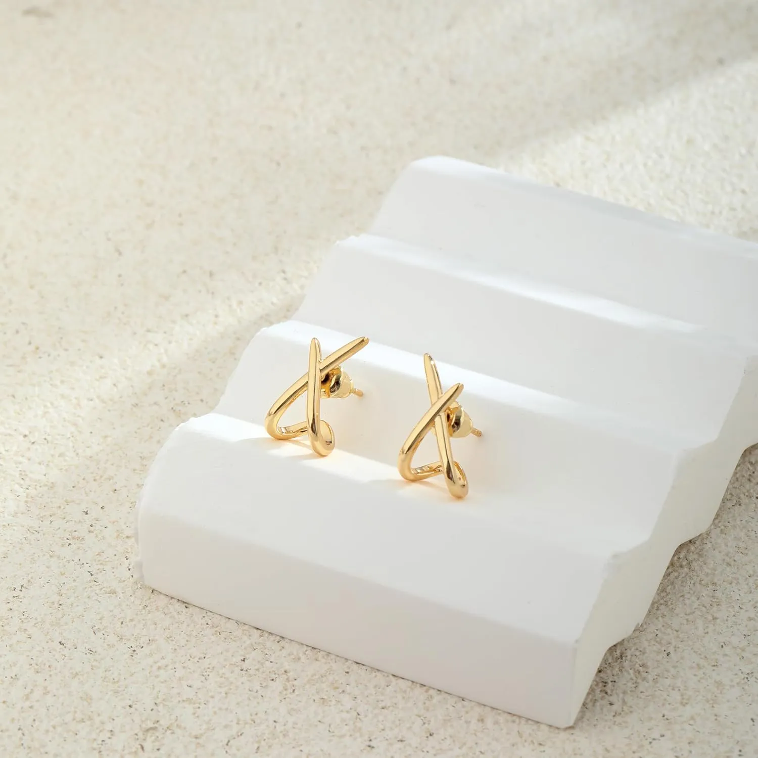 MIDEEO Gold Earrings for Women Trendy,14K Gold Stud Earrings Dainty Earrings Simple Minimalist Diamond Hypoallergenic Earring for Women Gifts