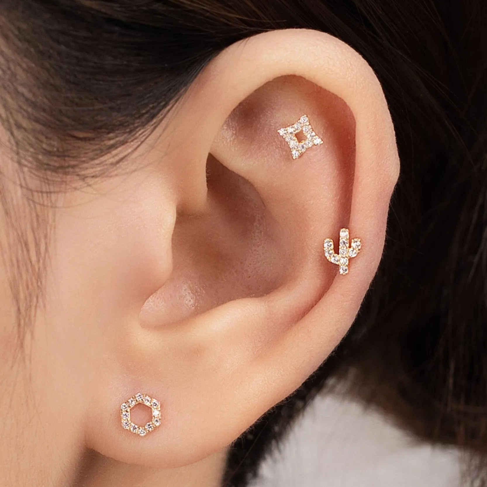 Mila Piercing in Yellow Gold with Cubic Zirconia