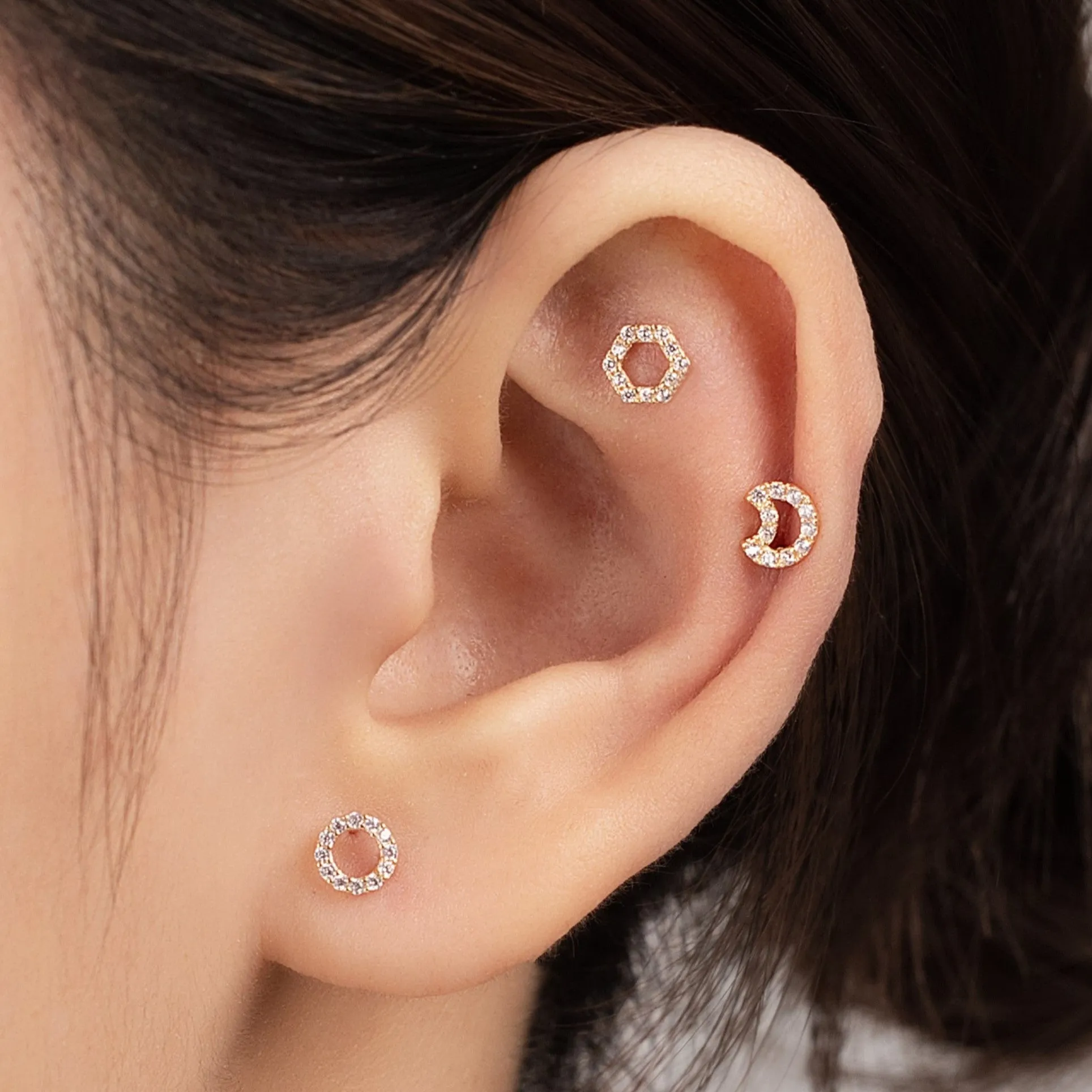 Mila Piercing in Yellow Gold with Cubic Zirconia