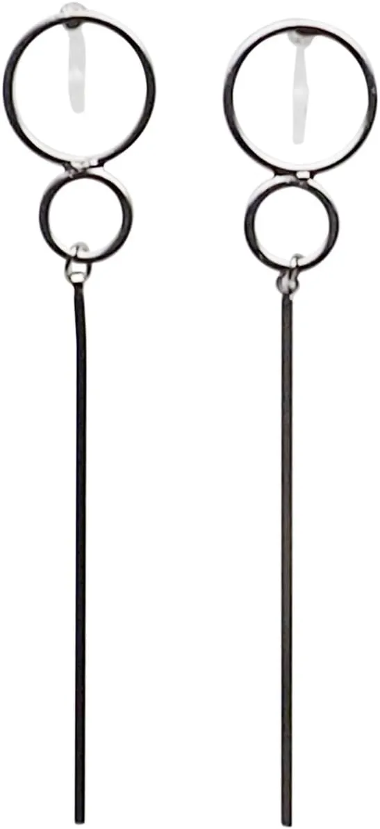 Miyabi Grace Elegant Long Bar stud Invisible Clip On Earrings Dangle For Women Geometric Circle Non Piercec Clip On Hoop Earrings