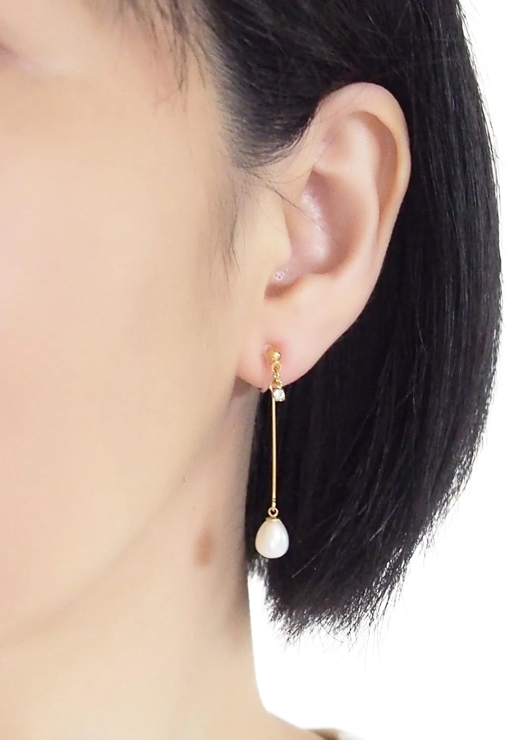 Miyabi Grace Invisible Clip On Earrings Dangle Freshwater Pearl Clip-on Bridal Gold Non Pierced Wedding Silver Fashion Earrings for Women