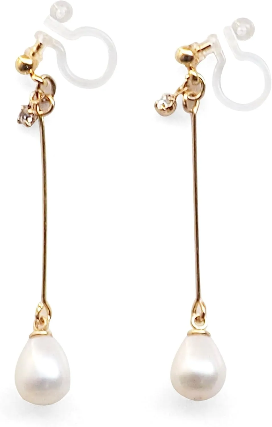 Miyabi Grace Invisible Clip On Earrings Dangle Freshwater Pearl Clip-on Bridal Gold Non Pierced Wedding Silver Fashion Earrings for Women