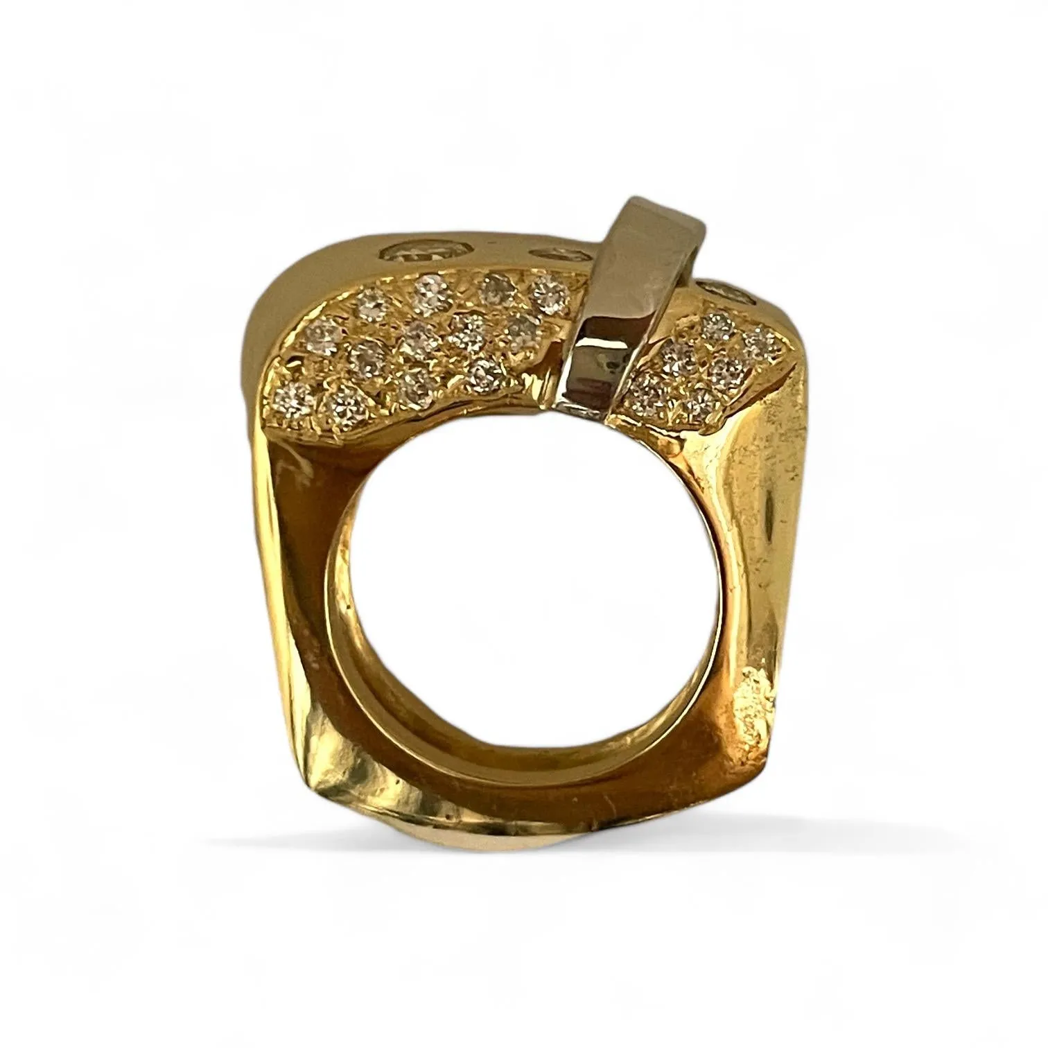 Modern 14K Yellow Gold Two Tone 1 Carat Diamond Ring