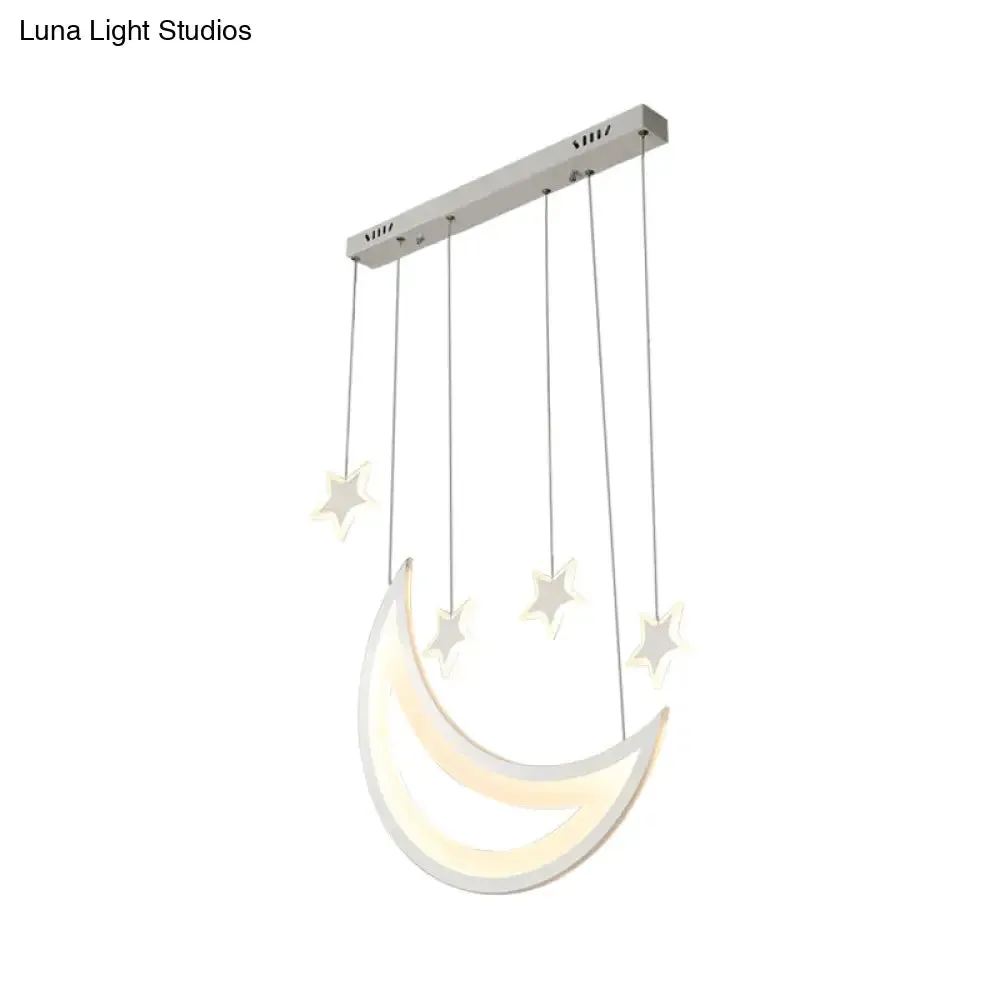 Modern Acrylic LED Ceiling Light with Moon and Stars Design - Perfect for Dining Room and Kitchen Island in Warm/White Light