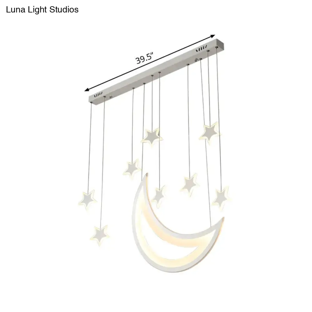 Modern Acrylic LED Ceiling Light with Moon and Stars Design - Perfect for Dining Room and Kitchen Island in Warm/White Light