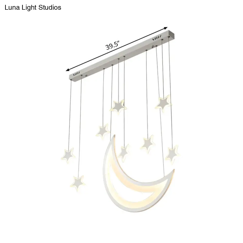 Modern Acrylic LED Ceiling Light with Moon and Stars Design - Perfect for Dining Room and Kitchen Island in Warm/White Light