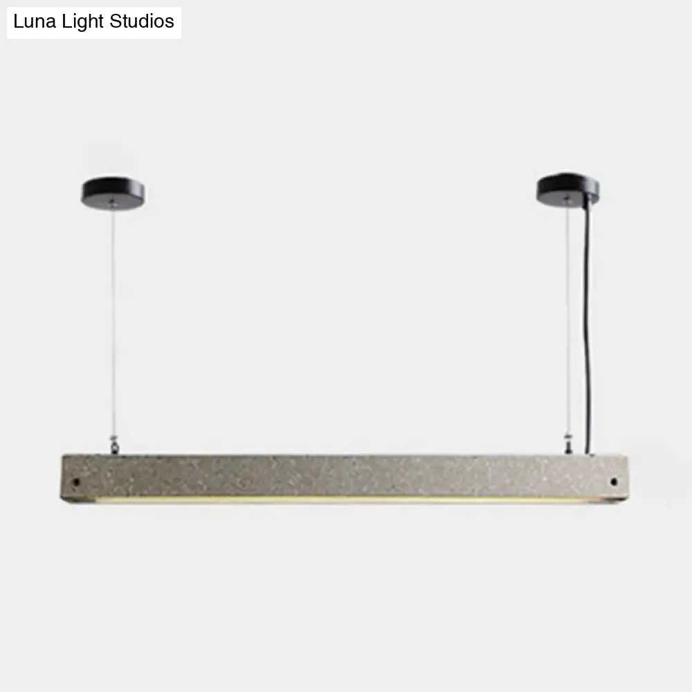 Modern Cement LED Pendant Light for Dining Room - Grey Rectangular Suspension Fixture