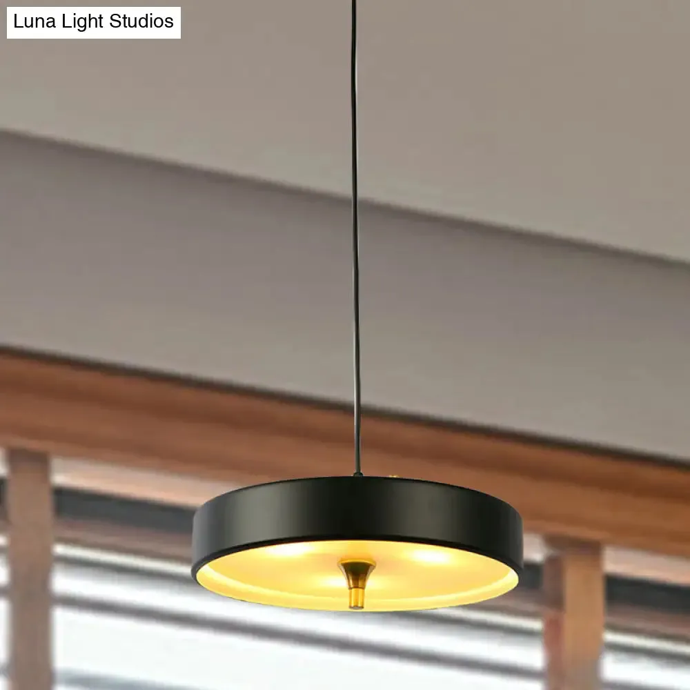 Modern Disk Pendant Light - Blue/White/Black Metal - Hanging Lamp for Bedroom